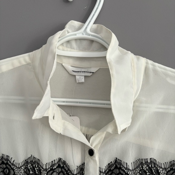 NWT Charming Charlie Small White Button Down Long Sleeve - Picture 5 of 16